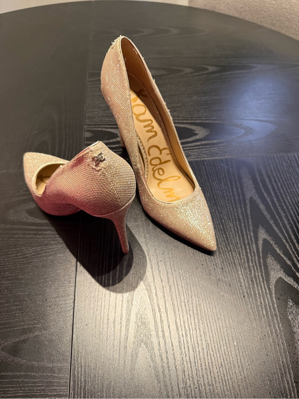 Sam Edelman Glittery Champagne Pointed-Toe Stiletto Pumps